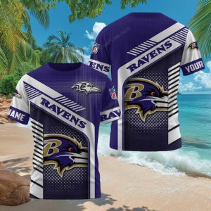 Baltimore Ravens Custom Name Diagonal Stripe Sports Fan T Shirt