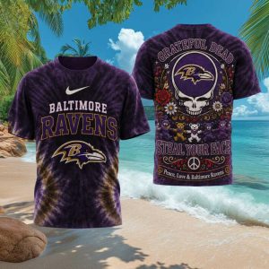 Baltimore Ravens Grateful Dead Steal Your Face Tie Dye T Shirt