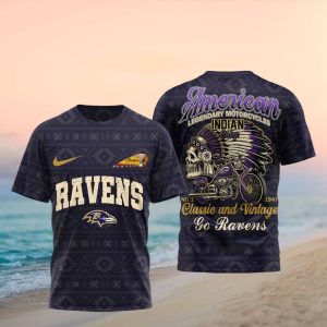 Baltimore Ravens Indian Motorcycle Vintage Classic Sports T Shirt