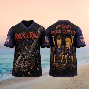 Baltimore Ravens Rock And Roll Cartoon Couch Fans V Neck T Shirt