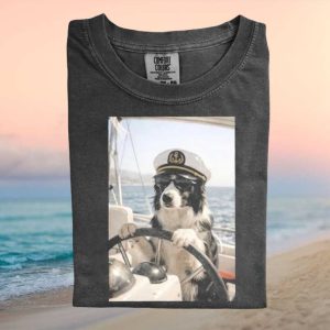 Border Collie Boat Captain Sailor Dog Sunglasses T Shirt
