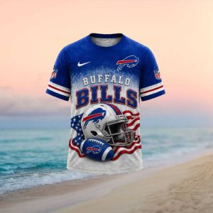 Buffalo Bills American Flag Helmet Graphic Football T Shirt