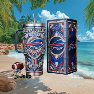 Buffalo Bills Billieve NFL Football Fan Diamond Edition Blue Silver Stainless Steel Insulated Tumbler