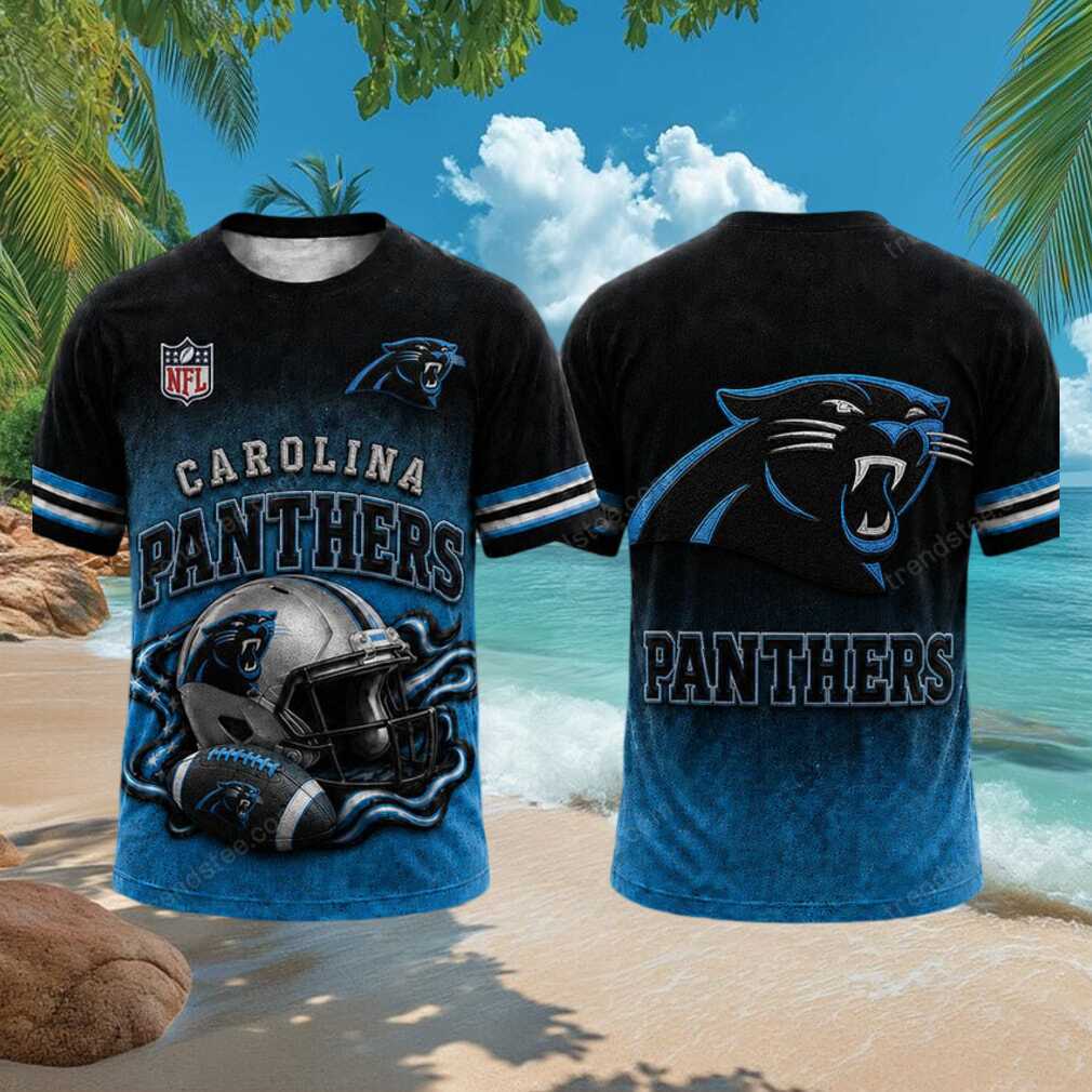 Carolina Panthers Football Mascot Helmet Blue 3D Graphic T Shirt Carolina Panthers Football Mascot Helmet Blue 3D Graphic T Shirt