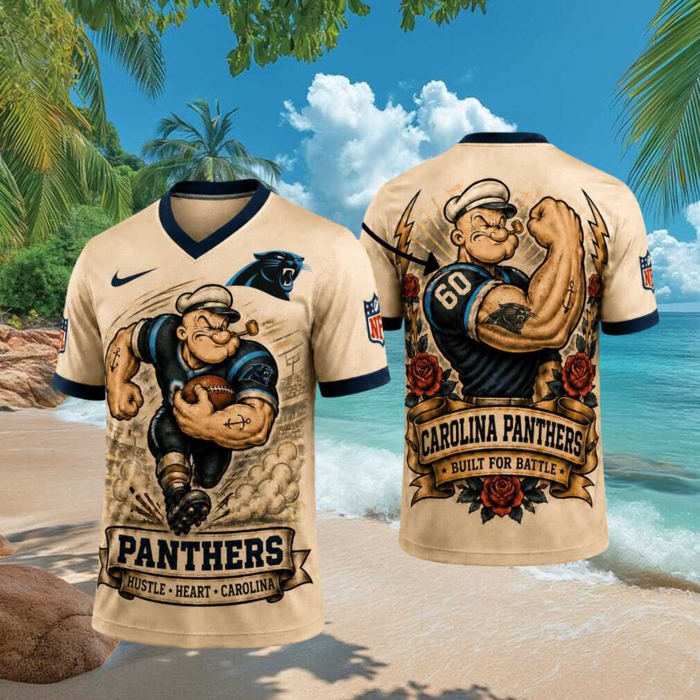 Carolina Panthers Popeye Built For Battle Custom NFL T Shirt Carolina Panthers Popeye Built For Battle Custom NFL T Shirt