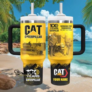 Caterpillar CAT 100 Years 1925 2025 Working For Tomorrow Vintage Yellow 40oz Stainless Steel Insulated Tumbler