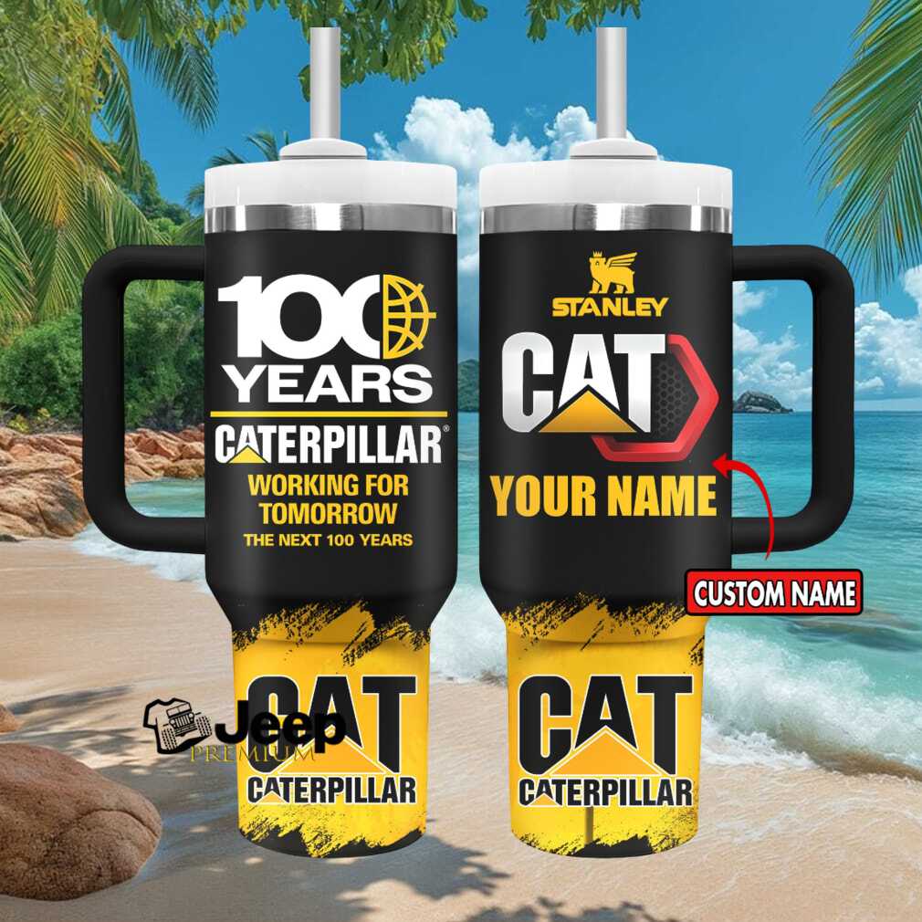 Caterpillar CAT 100 Years Anniversary Logo Custom Name Heritage Black Style 40oz Stainless Steel Insulated Tumbler Caterpillar CAT 100 Years Anniversary Logo Custom Name Heritage Black Style 40oz Stainless Steel Insulated Tumbler