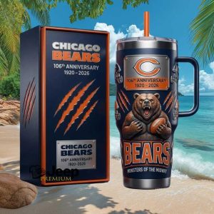 Chicago Bears 106th Anniversary 1920 2026 Monsters of the Midway Football Gifts for Men Stainless Steel Insulated Tumbler
