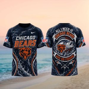 Chicago Bears Fish Bait Outdoorsman Short Sleeve T shirt