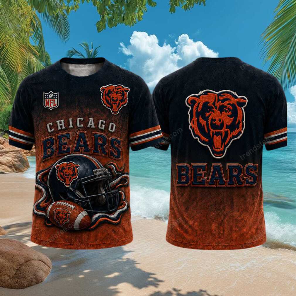 Chicago Bears Football Mascot Helmet Orange 3D Graphic T Shirt Chicago Bears Football Mascot Helmet Orange 3D Graphic T Shirt