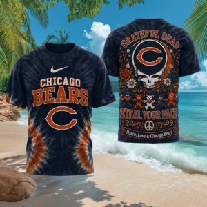 Chicago Bears Grateful Dead Steal Your Face Tie Dye T Shirt