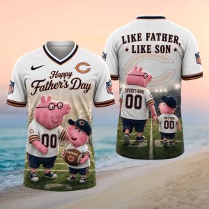 Chicago Bears Happy Father's Day Custom Peppa Pig Like Father Like Son NFL T Shirt