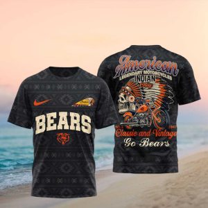Chicago Bears Indian Motorcycle Classic Vintage Graphic T Shirt
