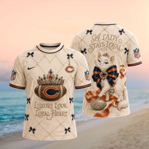 Chicago Bears Luxury Pearl Tiara Cat Loyal Heart T shirt
