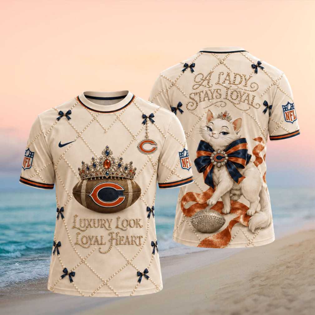 Chicago Bears Luxury Pearl Tiara Cat Loyal Heart T shirt Chicago Bears Luxury Pearl Tiara Cat Loyal Heart T shirt
