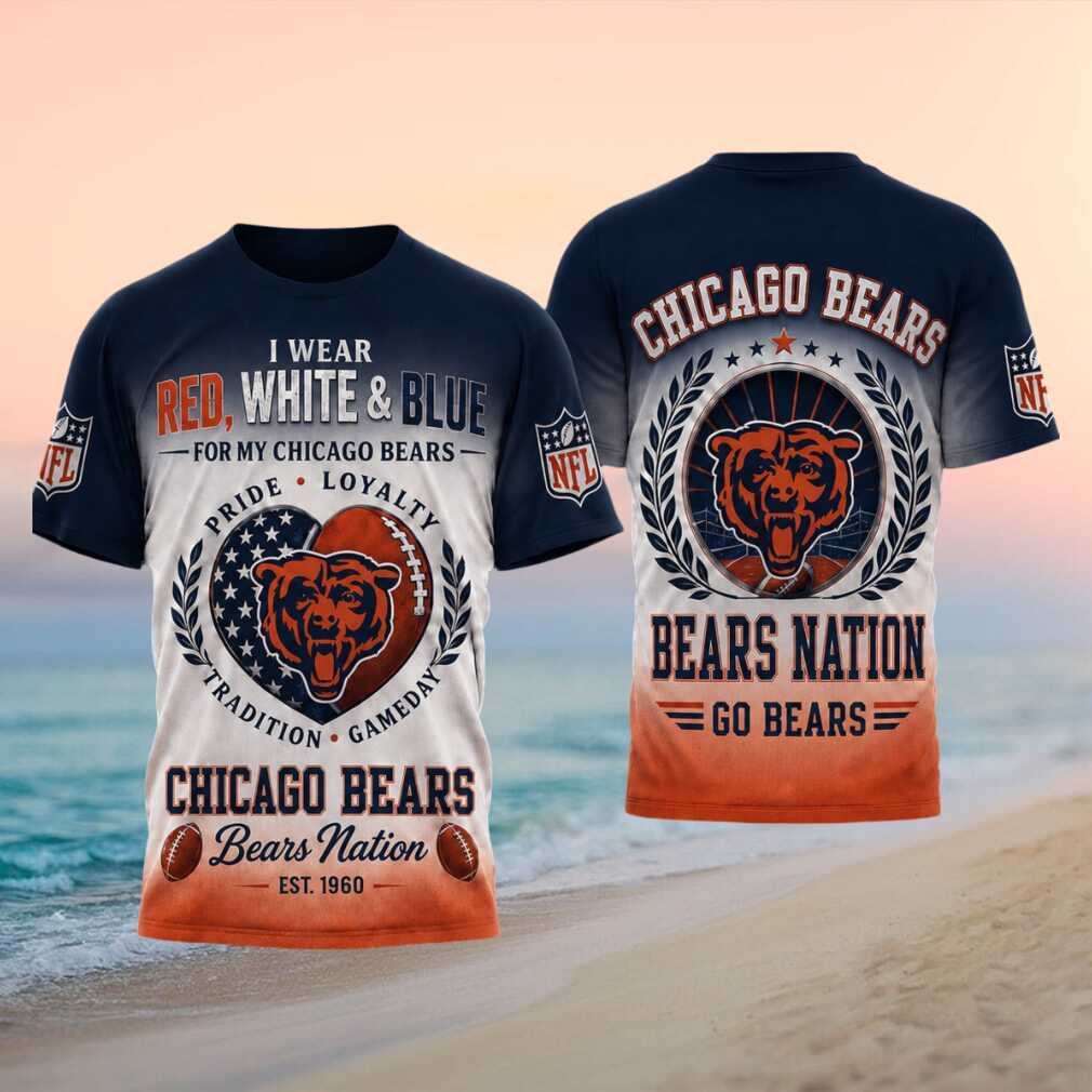 Chicago Bears Nation Pride Red White Blue Football Fan T Shirt Chicago Bears Nation Pride Red White Blue Football Fan T Shirt