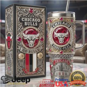 Chicago Bulls Three Peat Championship Vintage 20oz Retro Sports Fan Gift Stainless Steel Insulated Tumbler