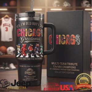 Chicago City Of Champions Multi Team Tribute Retro 20oz Sports Fan Gift Stainless Steel Insulated Tumbler
