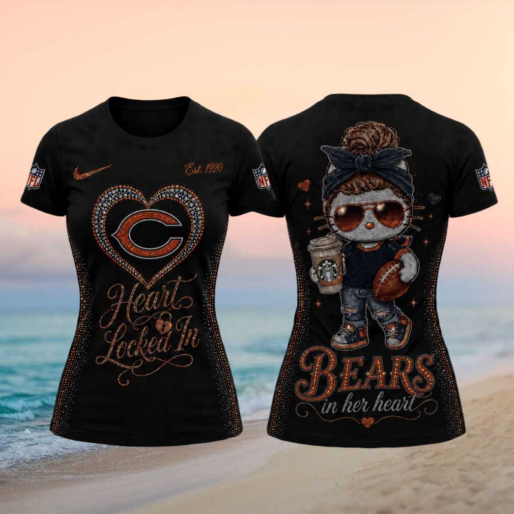 Chicago Football Heart Locked In Sparkle Mascot Girl Sports T shirt Chicago Football Heart Locked In Sparkle Mascot Girl Sports T shirt