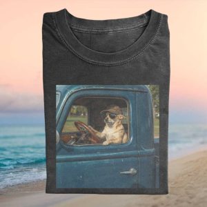 Chihuahua Driving Vintage Blue Truck Retro Pet Lover T Shirt