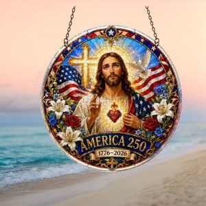 Christian America 250 Years of Freedom Jesus Christ Patriotic Heritage Ornament