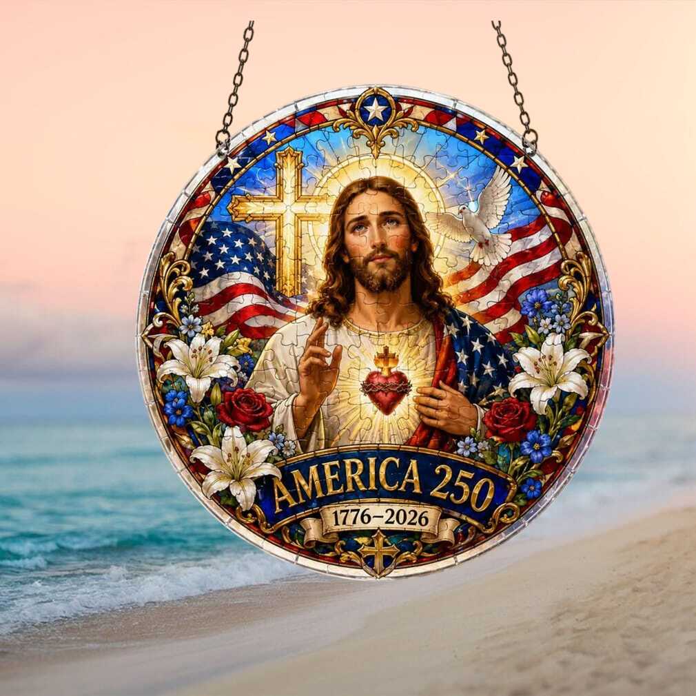 Christian America 250 Years of Freedom Jesus Christ Patriotic Heritage Ornament Christian America 250 Years of Freedom Jesus Christ Patriotic Heritage Ornament