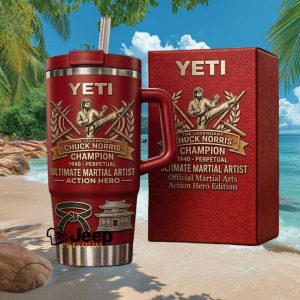 Chuck Norris Ultimate Martial Artist Legendary Action Hero Champion Edition Red Stainless Steel Insulated Tumbler
