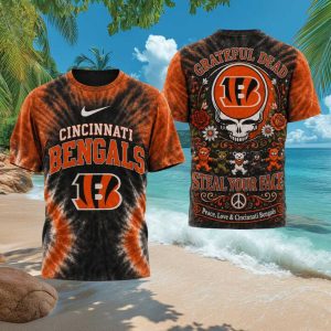 Cincinnati Bengals Grateful Dead Steal Your Face Tie Dye T Shirt
