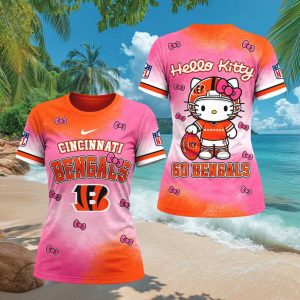 Cincinnati Bengals Hello Kitty Pink Bow Football T Shirt