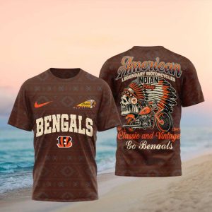 Cincinnati Football Legendary Indian Chief Motorcycle T Shirt