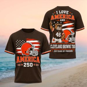 Cleveland Browns America 250 Years Freedom Football T Shirt