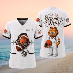 Cleveland Browns NFL Garfield Nurse Strong Heart Professional T Shirt