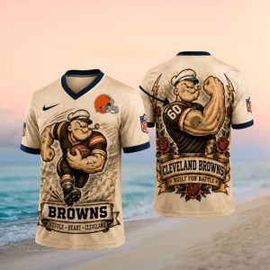 Cleveland Browns Popeye The Sailor Man Custom NFL Football T Shirt
