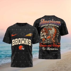 Cleveland Football Vintage Indian Chief Motorcycle Retro T Shirt