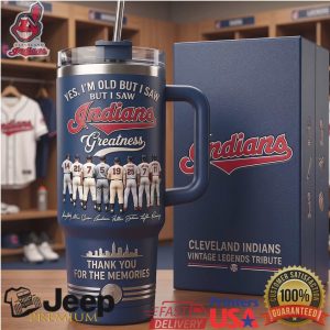 Cleveland Indians Vintage Legends Tribute Retro 20oz Memorial Gift For Fans Stainless Steel Insulated Tumbler