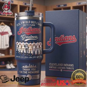 Cleveland Indians Vintage Legends Tribute Retro 20oz Memorial Gift For Fans Stainless Steel Insulated Tumbler