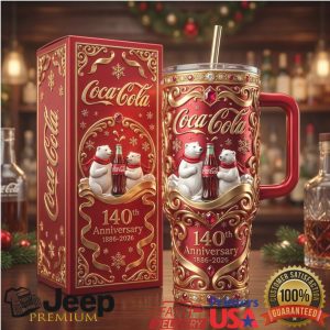 Coca Cola 140th Anniversary 1886 2026 Polar Bear Holiday Retro 40oz Gifts for Fans Stainless Steel Insulated Tumbler