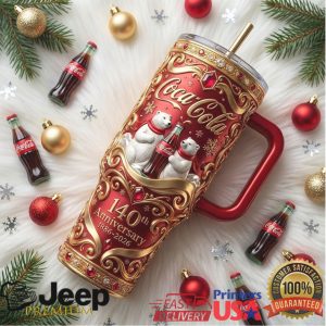 Coca Cola 140th Anniversary 1886 2026 Polar Bear Holiday Retro 40oz Gifts for Fans Stainless Steel Insulated Tumbler