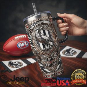Collingwood Magpies AFL Side By Side 1892 Retro Sports Fans Gift Stainless Steel Insulated Tumbler