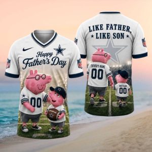 Custom Dallas Cowboys Father’s Day T Shirt Personalized Dad & Son Peppa Pig T Shirt