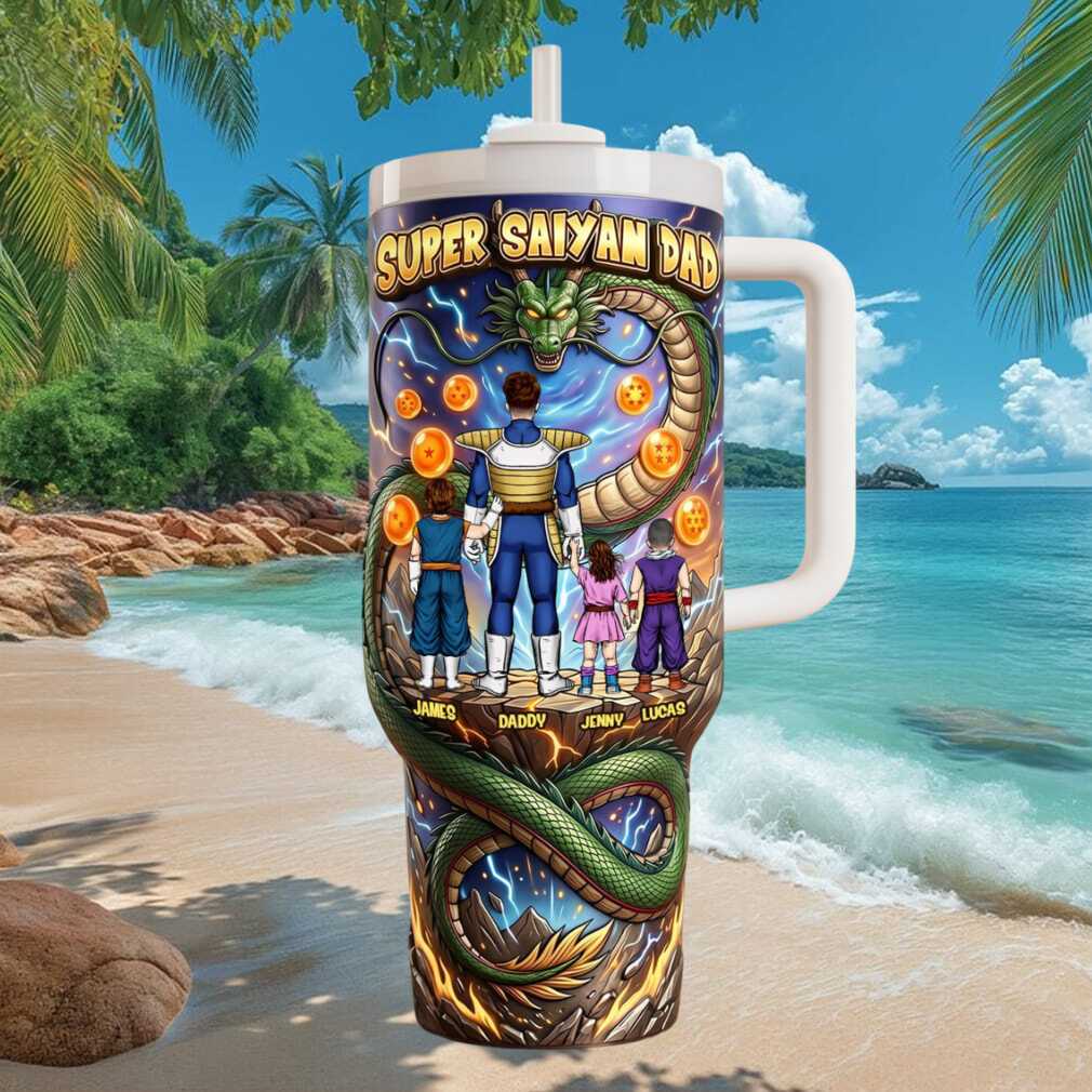 Custom Super Saiyan Dad & Kids DBZ Hero Personalized Name Tumbler Custom Super Saiyan Dad & Kids DBZ Hero Personalized Name Tumbler