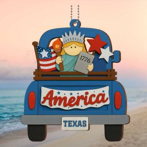 Cute Lady Liberty Texas Patriotic Truck Ornament 1776 America Independence Ornament
