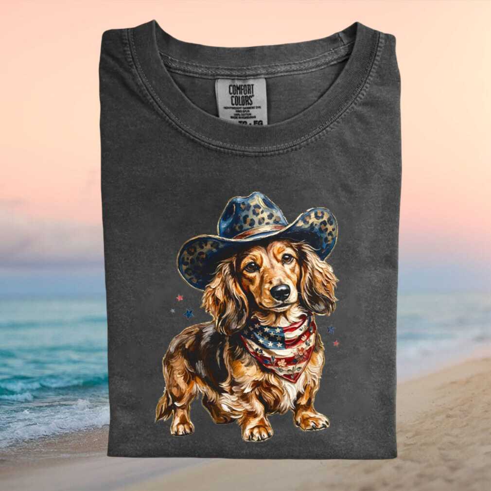Dachshund Cowboy Hat Patriotic American Flag Bandana T Shirt Dachshund Cowboy Hat Patriotic American Flag Bandana T Shirt