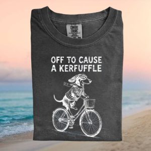 Dachshund Off To Cause A Kerfuffle Bicycle Dog T Shirt