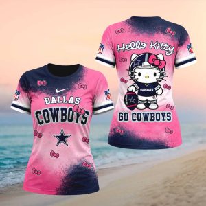 Dallas Cowboys Hello Kitty Cute Pink Navy Football Women T shirt