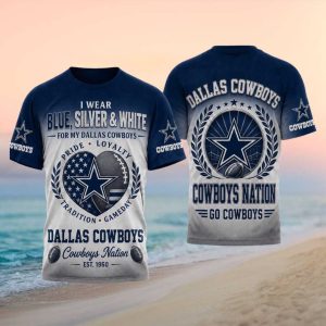 Dallas Cowboys Nation Blue Silver White Football Fan T Shirt