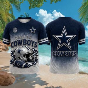 Dallas Cowboys Star Helmet Ombre Gradient Sports T Shirt