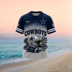 Dallas Football Helmet and Star American Flag Graphic T Shirt