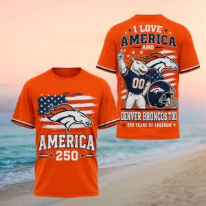 Denver Broncos America 250 Years Freedom Mascot T Shirt