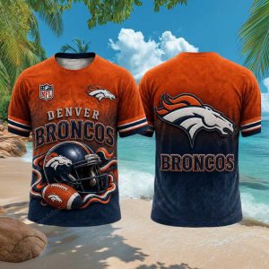 Denver Broncos Classic Team Helmet Orange Gridiron Fan T Shirt